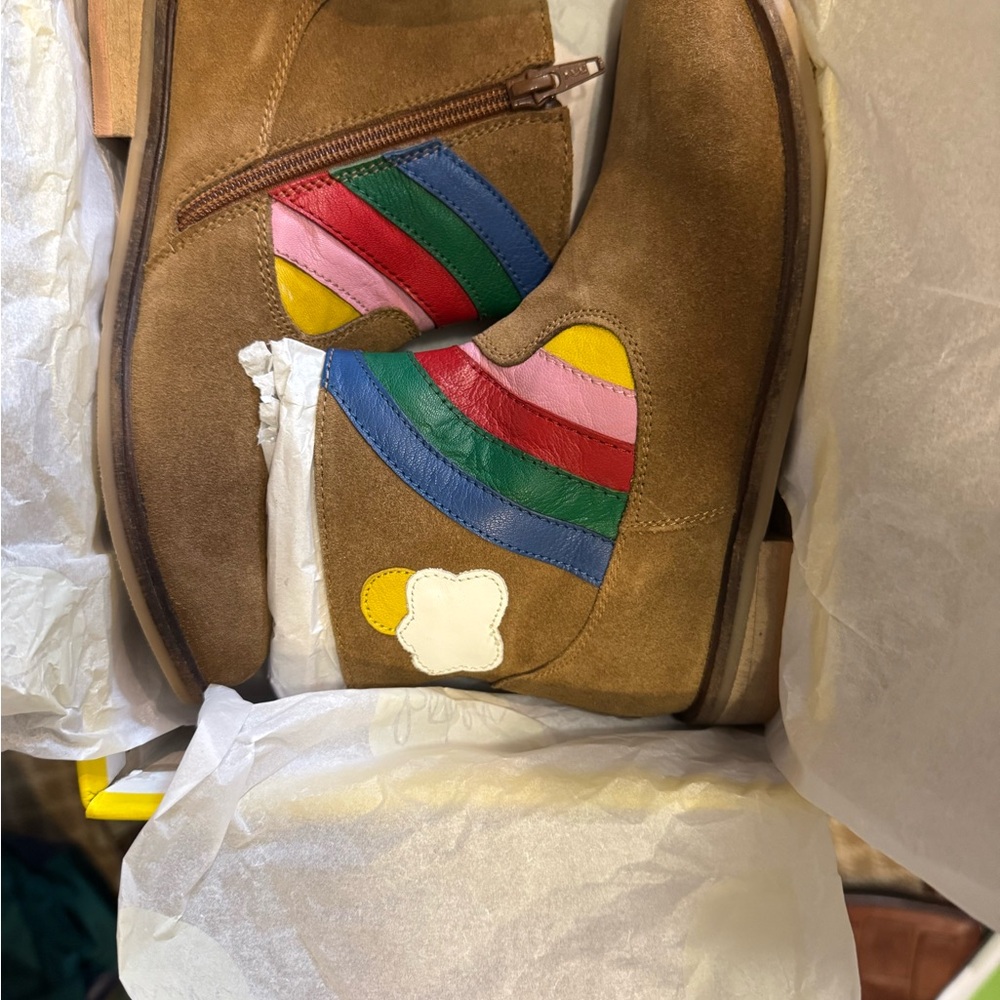 Mini Boden Red and Brown Playful Boots